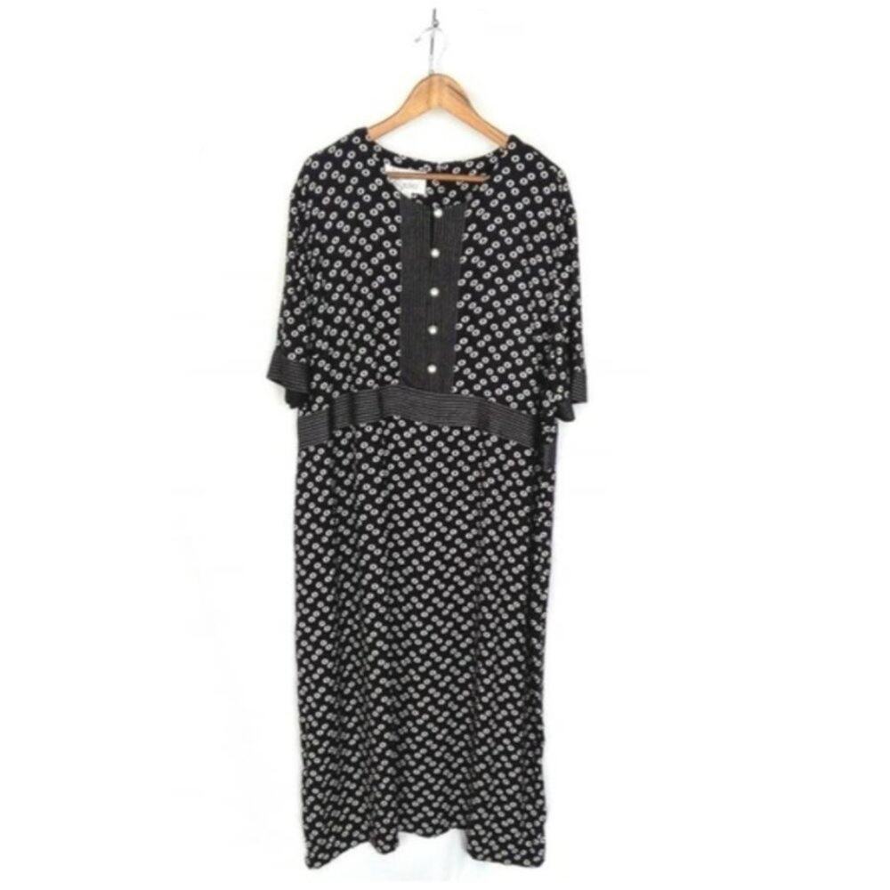 Vintage Sarah Elizabeth Black & White Dot Accent Plus Size Dress Sz 24W